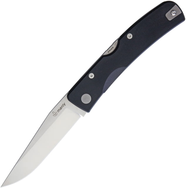 Manly Peak Lockback 154 Folding Knife 3.75in Satin Cpm-154 SS Blade Black G10 Handle Pocket Clip PEAK2 CPM154 BLACK