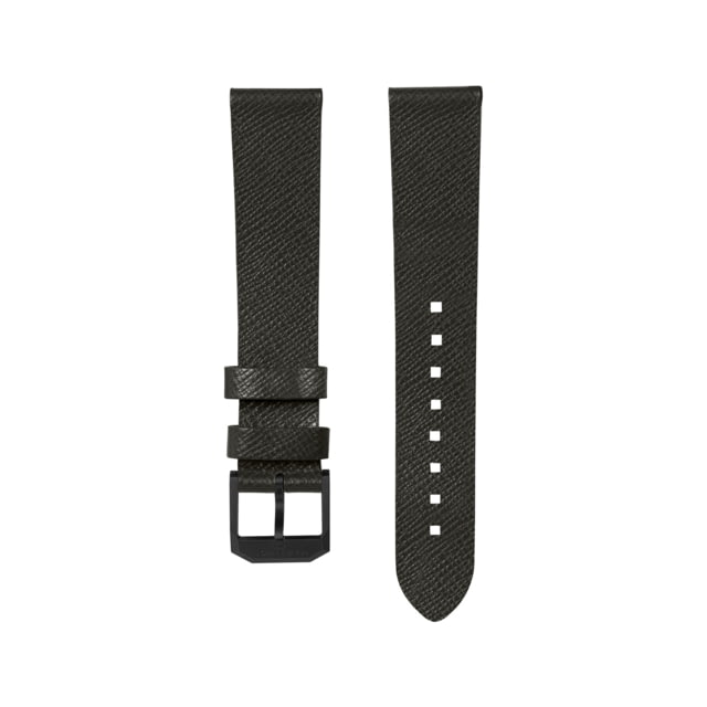 Marathon Cross Hatch 2-Piece Strap Italian Leather IP Black Buckle 20mm Moss Green Extra Long