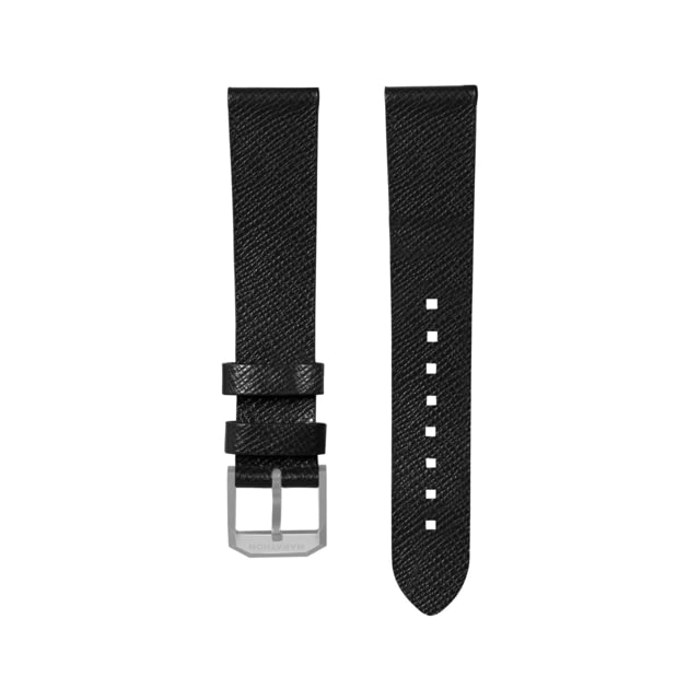 Marathon Cross Hatch 2-Piece Strap Italian Leather Parkerized Buckle 20mm Black Extra Long