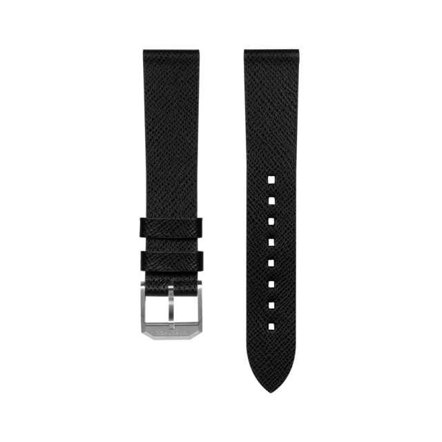 Marathon Cross Hatch 2-Piece Strap Leather Steel Buckle 18mm Black Extra Long