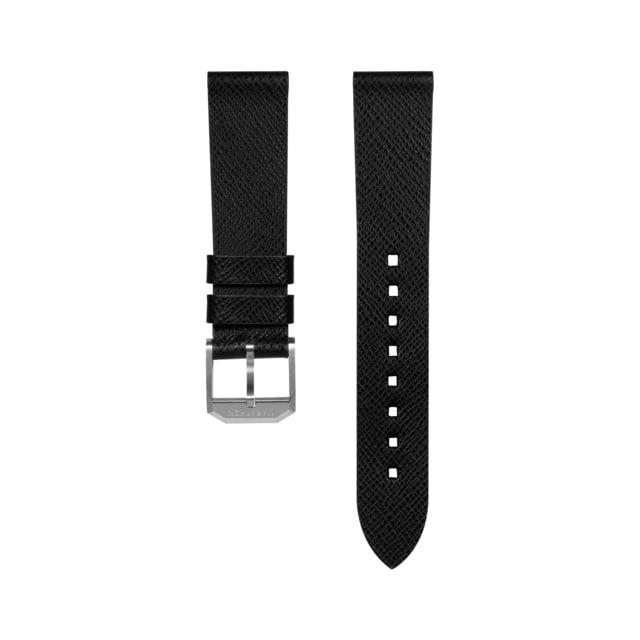 Marathon Marathon Cross Hatch 2-Piece Strap Leather Steel Buckle 18mm Black Standard