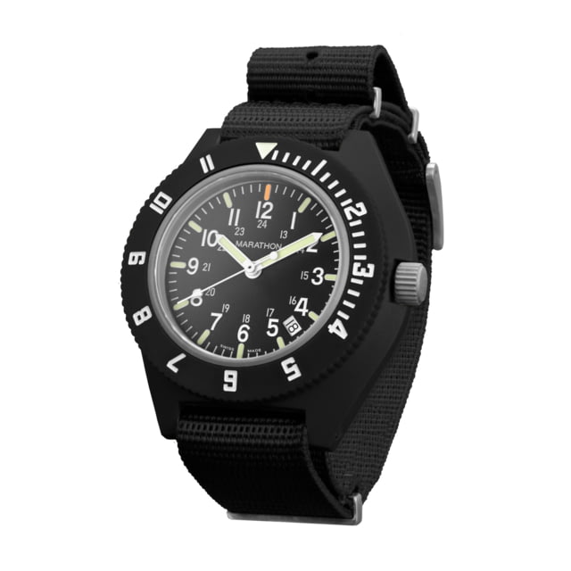 Marathon 41 mm Maraglo Navigator Watch w/Date Nylon Defstan Black