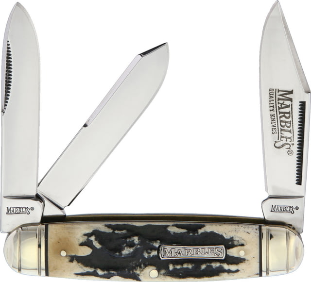 Marbles Black Stag Cattleman Whittler Black Stag Bone Series Folding Knife Mirror finish stainless clip spear and spey blad Black stag bone handle