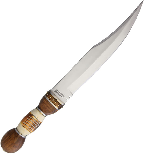 Marbles Bowie Knife 11.75" satin finish stainless clip point blade Burnt bone and wood handle # 12 / MR570