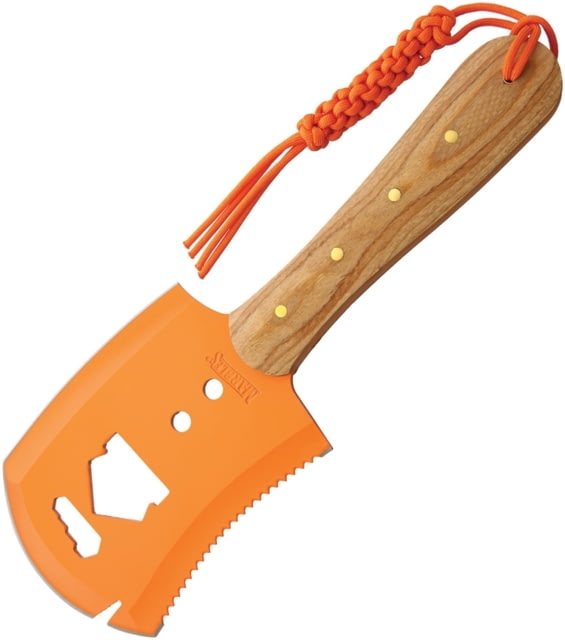 Marbles Chopper with Sheath 13.63in Overall 4.25in Orange Finish SS Axe Head With 5in Cutting Edge Wood Handle Braided Orange Cord Lanyard Black Nylon