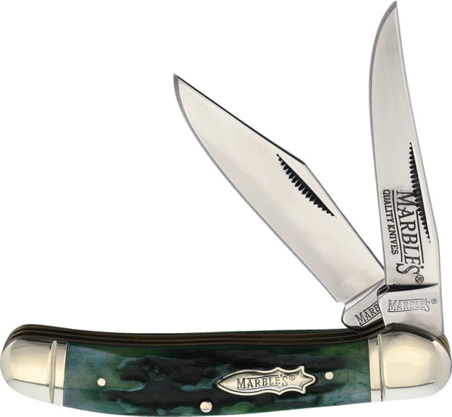 Marbles Marbles Copperhead Stag Bone Folding Knife Green jigged bone KB207
