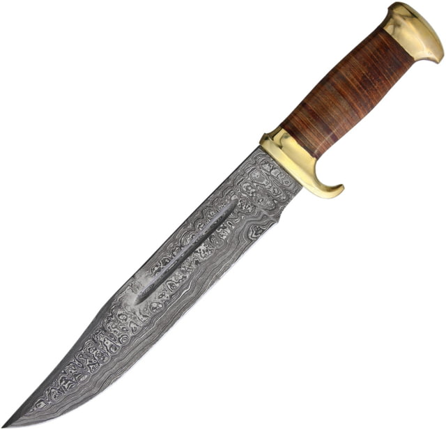 Marbles Damascus Bowie Stacked Leather Knife 11.5" Damascus steel bowie blade Stacked leather handle  / MR586