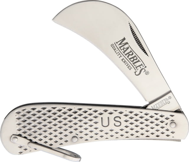 Marbles Marbles Hawkbill Folding Knife 2.75in Mirror SS Hawkbill Blade Textured SS Handle Bail