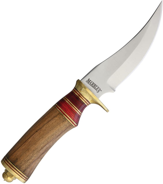Marbles Hunting Knife 4.5" satin finish stainless upswept blade Brown wood handle # 9 / MR573