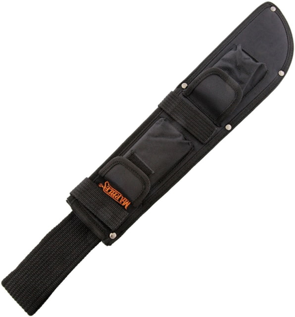 Marbles Machete Sheath With Stone Knife Nylon Black For Use With 14in Machete Orange Marbles Logo Includes 3.5in X 1.625in X 0.5in Sharpening Stone