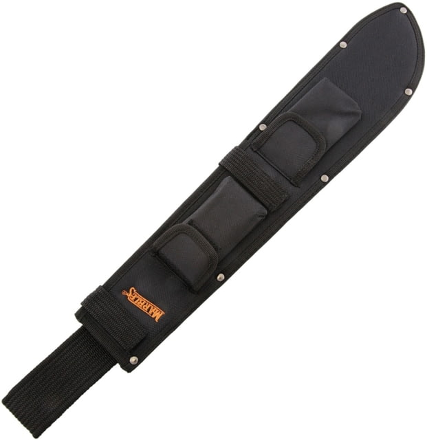 Marbles Machete Sheath with Stone Knife Nylon Black For Use With 18in Machete Orange Marbles Logo Includes 3.5in X 1.625in X 0.5in Sharpening Stone
