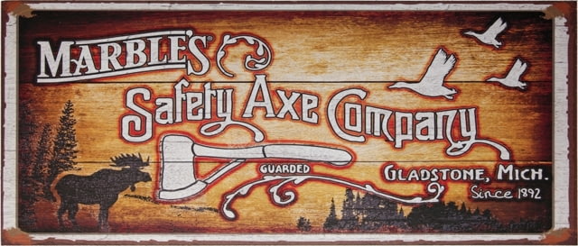 Marbles Marbles Safety Axe Sign 18in X 7.75in Marble Safety Axe Company Artwork WOOD SIGN / MR559