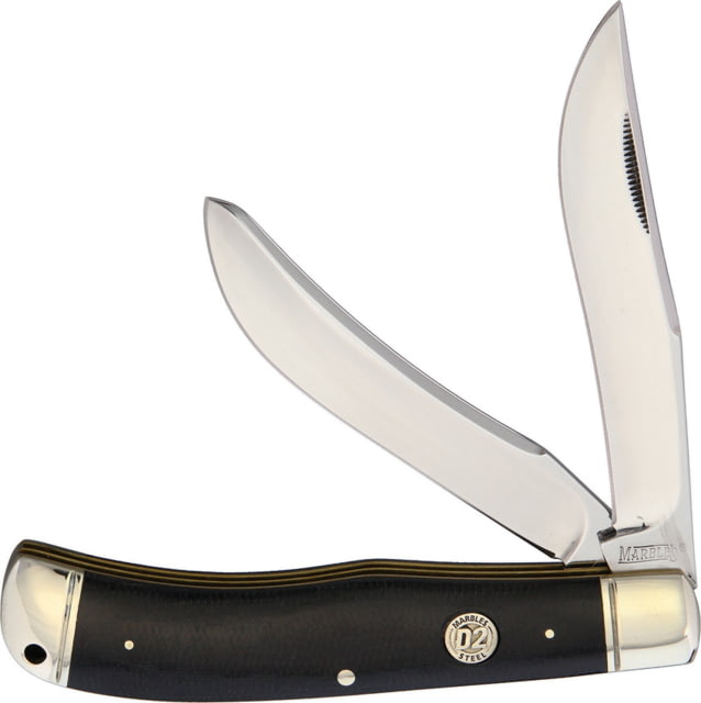 Marbles Saddlehorn D2 Folding Knife Mirror finish D2 tool steel clip and long spey bla Black micarta handle