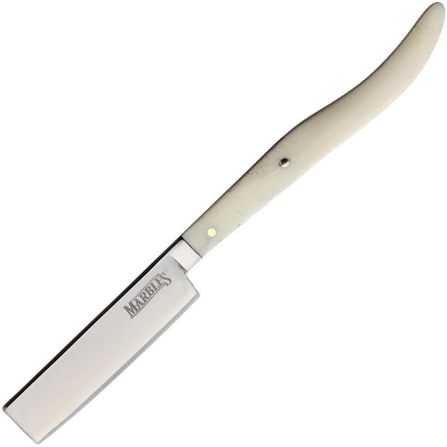 Marbles Straight Razor White Bone Folding Knife 2.25" mirror finish stainless blade White smooth bone handle