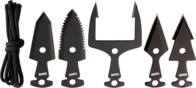 Marbles Tactical Arrowhead Set Knife 5 Piece Set Black SS Construction Comes With Starter Length Black Paracord MR377 /