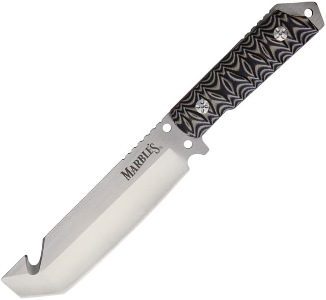 Marbles Tanto Fixed Blade Knife 6.25" satin finish stainless blade Black and gray sculpted G10 handle