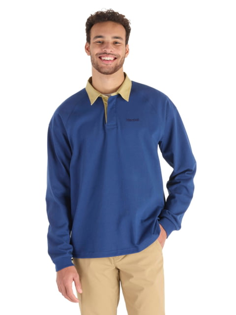 Marmot Mountain Works Rugby Pullover - Men's Twilight Blue/Light Oak Large