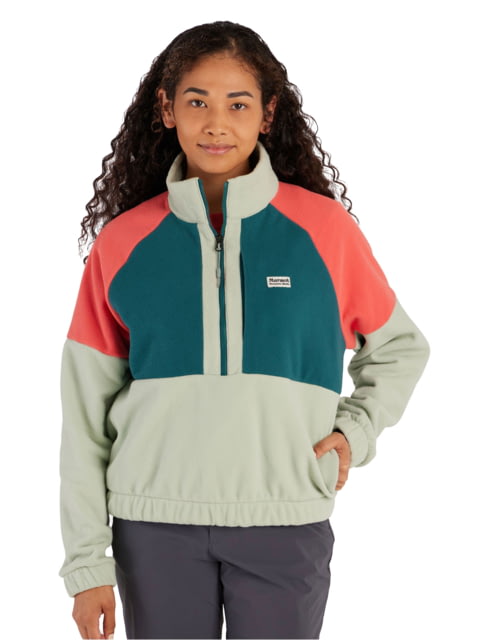 Marmot Retro Rocklin 1/2 Zip - Women's Frosty Green/Dark Jungle/Grapefruit Large