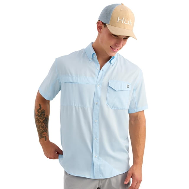Huk Performance Fishing Marolina DBA HUK Huk Tide Point Short Sleeve Button Down Shirt Coastal Drift XL - $57.59 at CampSaver.com
