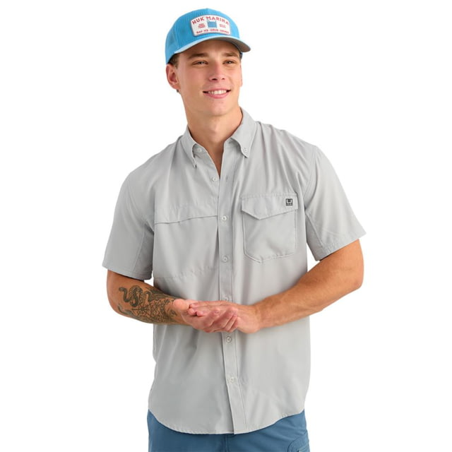 Marolina DBA HUK Huk Tide Point Short Sleeve Button Down Shirt Seagull 2XL