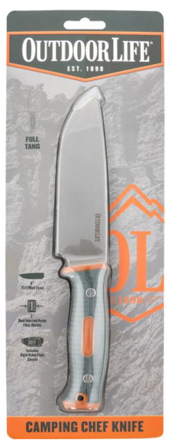 Master Cutlery Outdoor Life Camp Chef Fixed Blade Knife 6in 7Cr17Mov Blade Green/Orange Handle