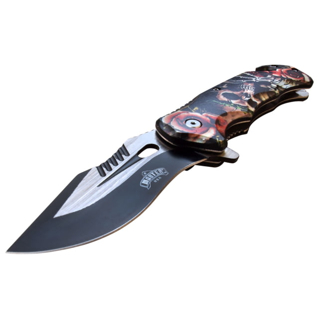 Master USA Embossed Printing Spring Assisted Knife 3.75 in 3Cr13 Stainless Steel Stainless Steel Drop Point Red/Brown