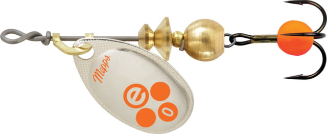 Mepps Aglia-e In-Line Spinner 1/12 oz Treble Hook w/Egg Silver-Hot Orange BE0 SHO