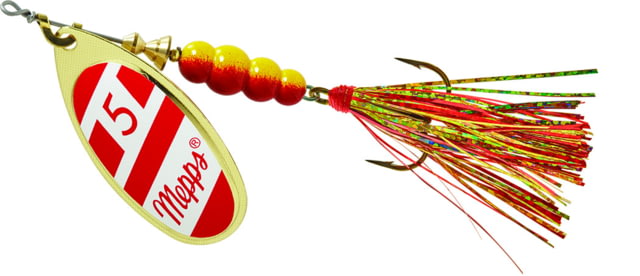 Mepps Aglia Flashabou In-Line Spinner 1/2 oz Red/White-Red/Gold B5FT G/RW-RG