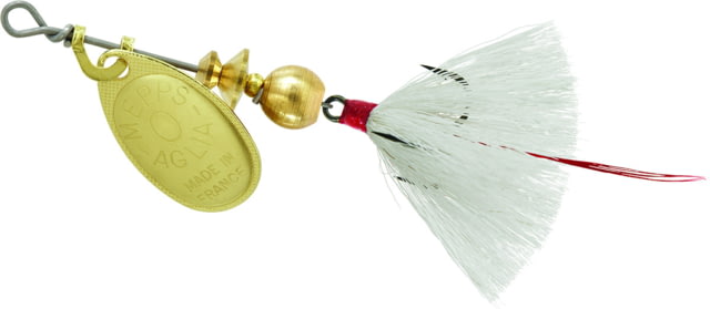 Mepps Aglia In-Line Spinner 1/12 oz Dressed Treble Hook Gold Blade & White Tail B0ST G-W