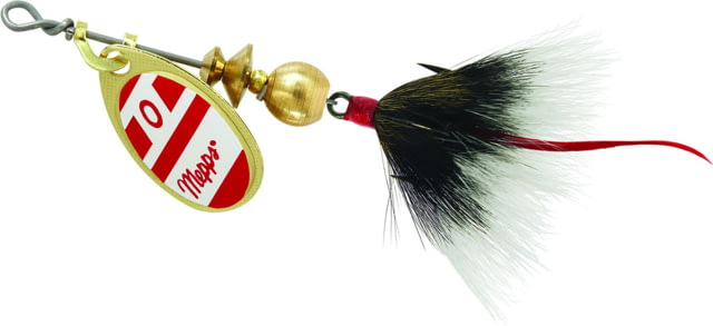 Mepps Aglia In-Line Spinner 1/12 oz Dressed Treble Hook Gold/Red/White Blade/Gray Tail B0ST G/RW-G
