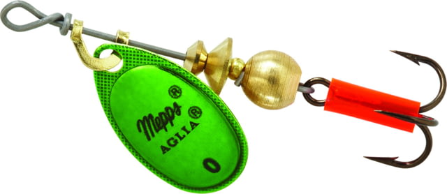 Mepps Aglia In-Line Spinner 1/12 oz Plain Treble Hook Green & Platinum Blade B0 GRP