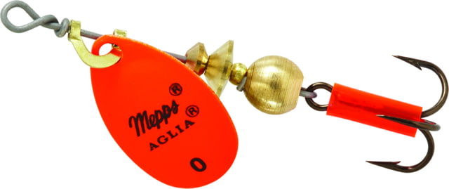 Mepps Aglia In-Line Spinner 1/12 oz Plain Treble Hook Hot Orange Blade B0 HO