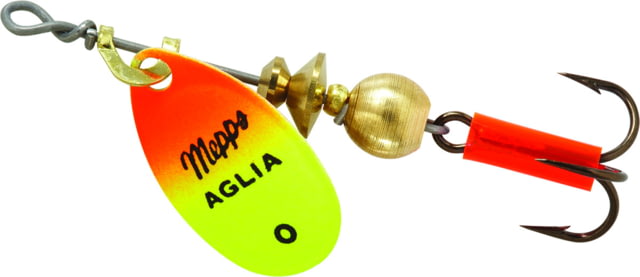 Mepps Aglia In-Line Spinner 1/12 oz Plain Treble Hook Hot Orange & Chartreuse Blade B0 HOC