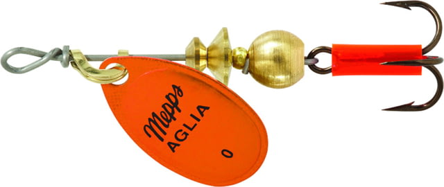 Mepps Aglia In-Line Spinner 1/12 oz Plain Treble Hook Orange & Platinum Blade B0 OP