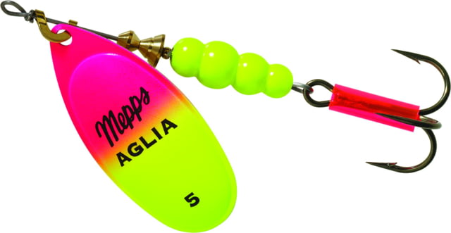 Mepps Aglia In-Line Spinner 1/2 oz Plain Treble Hook Hot Pink & Chartreuse Blade B5 HPC