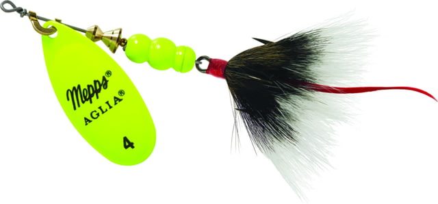 Mepps Aglia In-Line Spinner 1/3 oz Dressed Treble Hook Hot Chartreuse Blade & Gray Tail B4ST HC-G