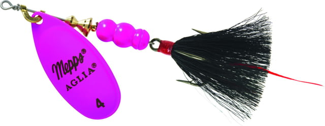 Mepps Aglia In-Line Spinner 1/3 oz Dressed Treble Hook Hot Pink Blade & Black Tail B4ST HP-BK
