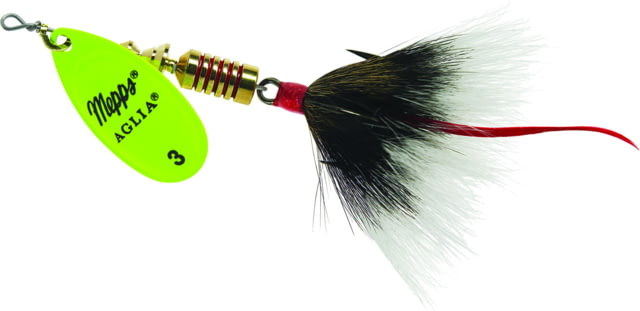 Mepps Aglia In-Line Spinner 1/4 oz Dressed Treble Hook Hot Chartreuse Blade & Gray Tail B3ST HC-G