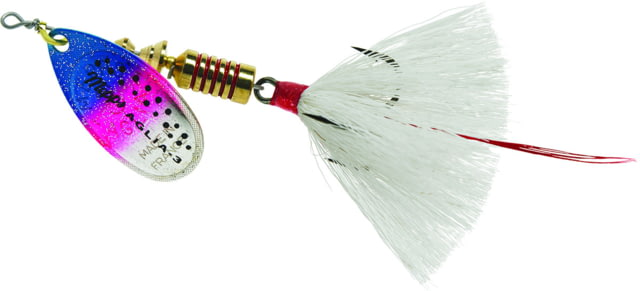 Mepps Aglia In-Line Spinner 1/4 oz Dressed Treble Hook Rainbow Trout Blade & White Tail B3ST RBT-W