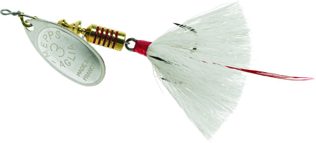 Mepps Aglia In-Line Spinner 1/4 oz Dressed Treble Hook Silver Blade & White Tail B3ST S-W