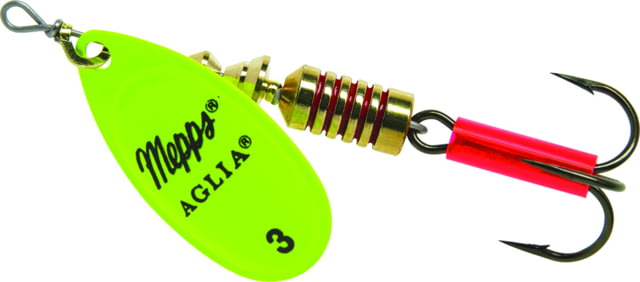Mepps Aglia In-Line Spinner 1/4 oz Plain Treble Hook Hot Chartreuse Blade B3 HC