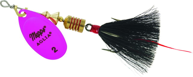 Mepps Aglia In-Line Spinner 1/6 oz Dressed Treble Hook Hot Pink Blade & Black Tail B2ST HP-BK