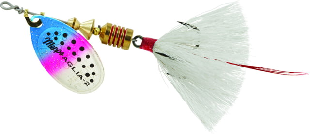 Mepps Aglia In-Line Spinner 1/6 oz Dressed Treble Hook Rainbow Trout Blade & White Tail B2ST RBT-W