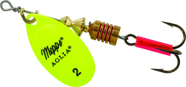 Mepps Aglia In-Line Spinner 1/6 oz Plain Treble Hook Hot Chartreuse Blade B2 HC