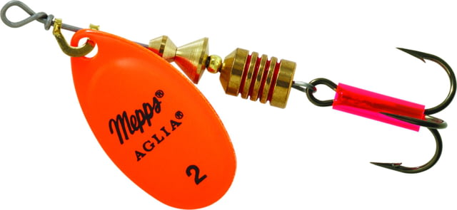 Mepps Aglia In-Line Spinner 1/6 oz Plain Treble Hook Hot Orange Blade B2 HO