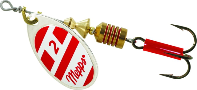 Mepps Aglia In-Line Spinner 1/6 oz Plain Treble Hook Silver/Red/White Blade B2 S/RW
