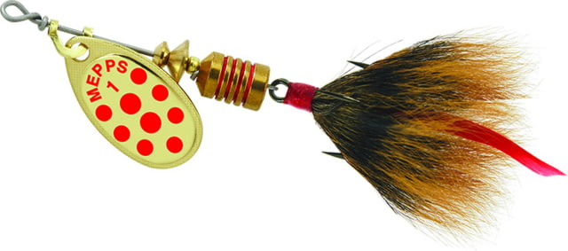Mepps Aglia In-Line Spinner 1/8 oz Dressed Treble Hook Gold/Red Dot Blade/Brown Tail B1ST GRD-BR