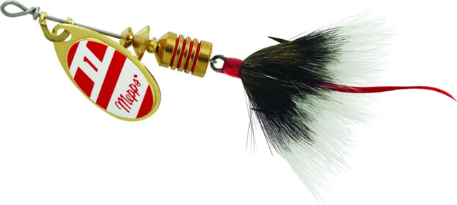 Mepps Aglia In-Line Spinner 1/8 oz Dressed Treble Hook Gold/Red/White Blade/Gray Tail B1ST G/RW-G