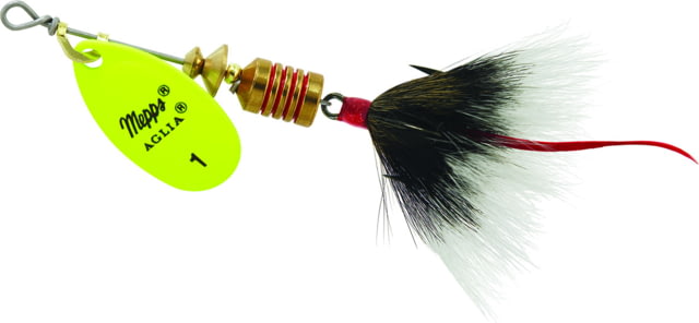 Mepps Aglia In-Line Spinner 1/8 oz Dressed Treble Hook Hot Chartreuse Blade & Gray Tail B1ST HC-G