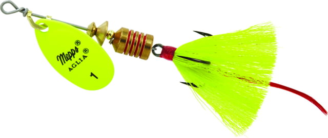Mepps Aglia In-Line Spinner 1/8 oz Dressed Treble Hook Hot Chartreuse Blade & Yellow Tail B1ST HC-Y